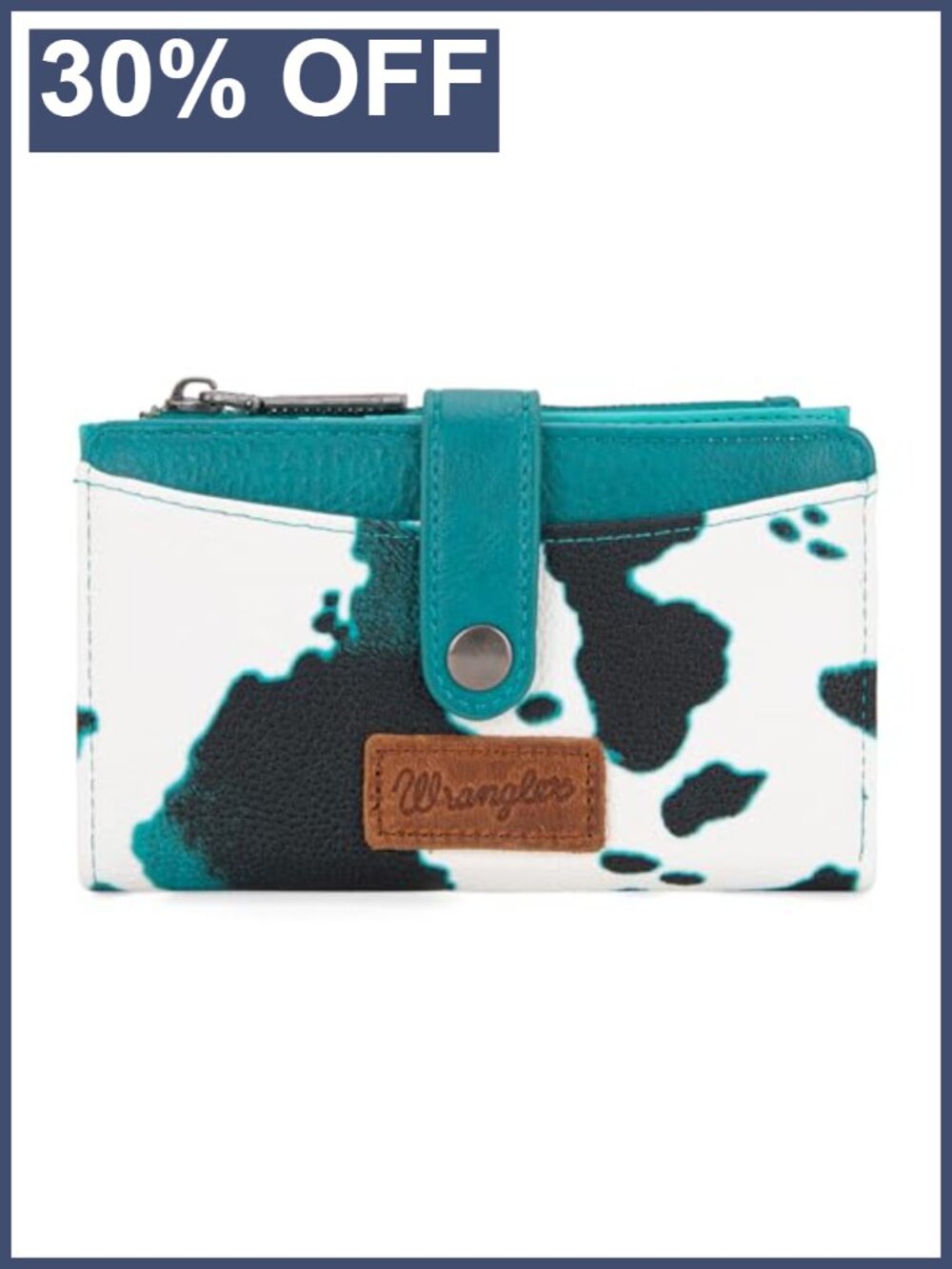 Wrangler Women's Bifold Wallet Vegan Leather Card Holder with Zipper and ID